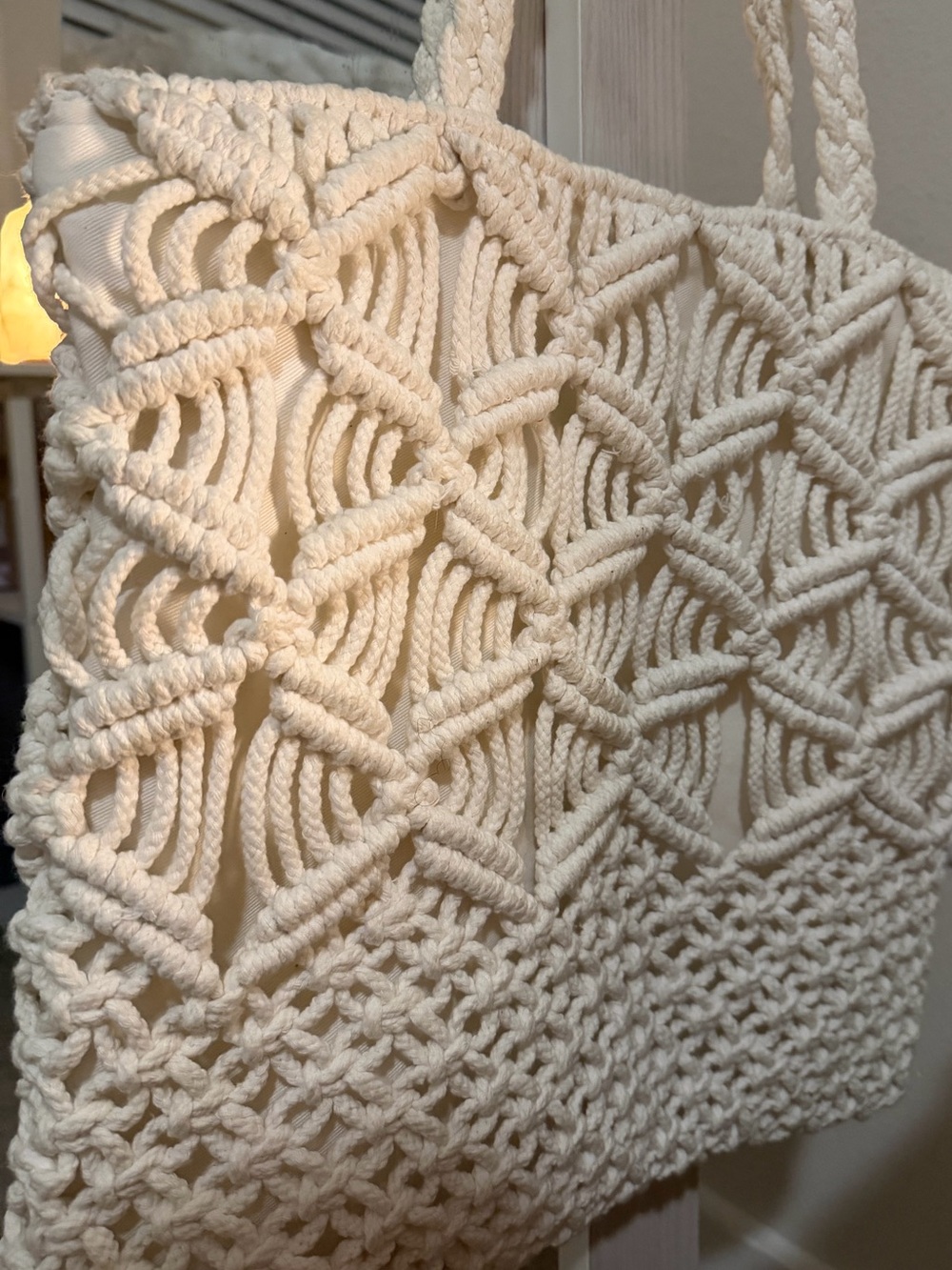 Merona Cream Macramé Tote Bag